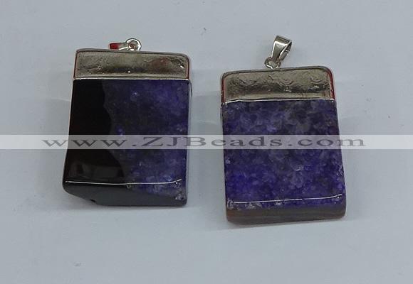 NGP8679 26*36mm rectangle druzy agate pendants wholesale