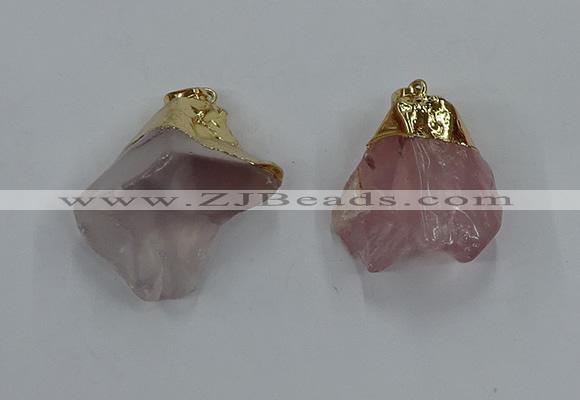 NGP8861 20*25mm - 30*40mm nuggets rose quartz gemstone pendants