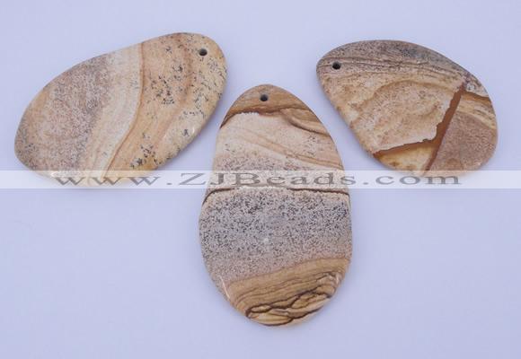 NGP958 5PCS 35-45mm*50-65mm freeform picture jasper gemstone pendants