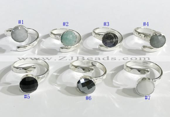 NGR1101 10mm faceted coin  mixed gemstone rings wholesale