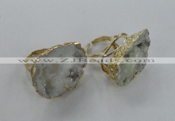 NGR127 30*35mm - 35*40mm freeform plated druzy quartz rings