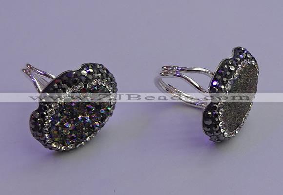 NGR2167 22*28mm - 22*30mm flower plated druzy agate rings