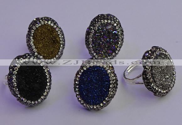 NGR2169 22*28mm - 22*30mm flower plated druzy agate rings