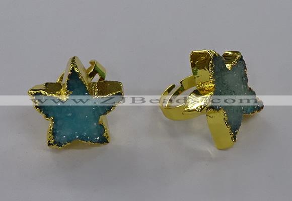 NGR284 25*25mm - 30*30mm star druzy agate gemstone rings