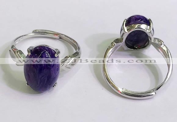 NGR3028 925 sterling silver with 10*14mm oval charoite rings