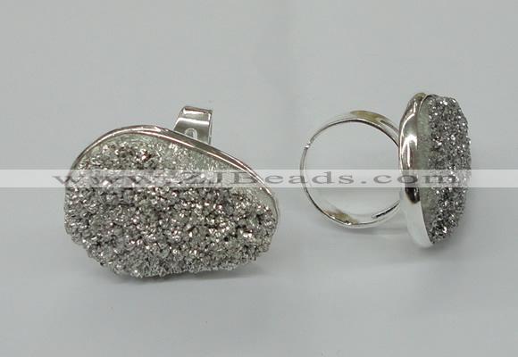 NGR60 25*30mm - 30*40mm freeform plated druzy agate rings