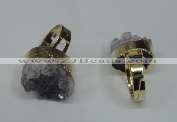 NGR86 15*20mm - 20*25mm freeform druzy amethyst gemstone rings