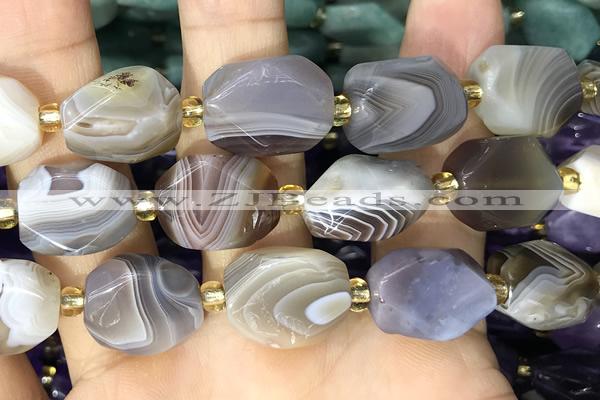 NUGG132 15 inches 12*16mm – 13*18mm faceted freeform Botswana agate beads