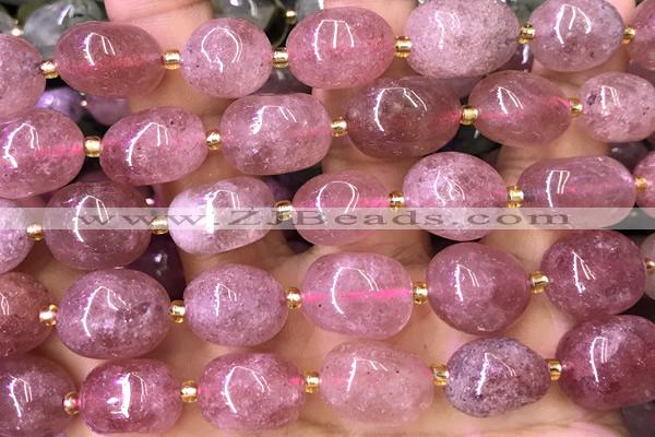 NUGG169 15 inches 10*12mm - 13*18mm nuggets strawberry quartz beads