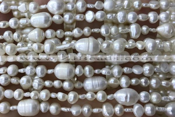 PEAR01 14 inches 3mm – 10mm white freshwater pearl beads