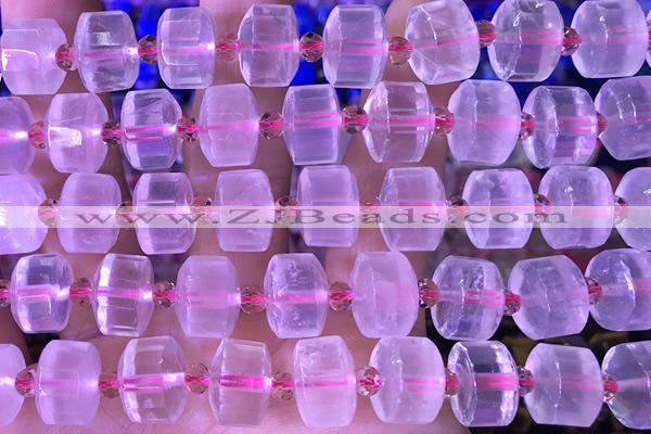 ROND151 14 inches 8*12mm faceted rondelle rose quartz beads