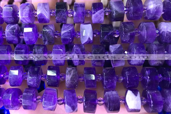 ROND156 14 inches 8*12mm faceted rondelle amethyst beads