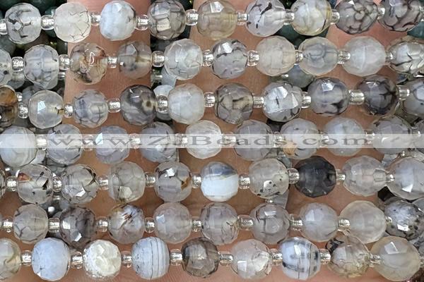 ROND215 15 inches 6*8mm faceted rondelle fire agate beads