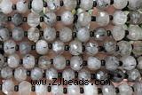 ROND217 15 inches 6*8mm faceted rondelle black rutilated quartz beads