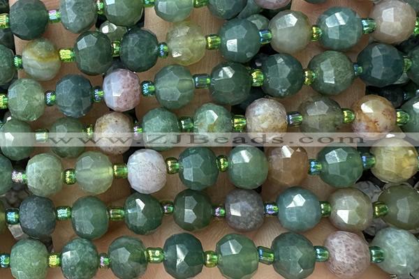 ROND223 15 inches 6*8mm faceted rondelle Indian agate gemstone beads