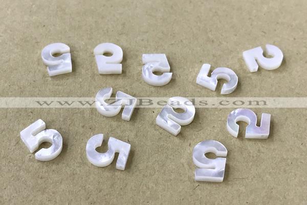 Shel06 8*10mm Natural White Shell Number Pendant