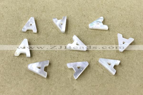 Shel15 9*10mm Natural White Shell Alphabet Letter Pendant