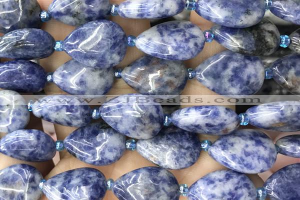 TEAR22 15 inches 13*18mm flat teardrop blue spot stone beads