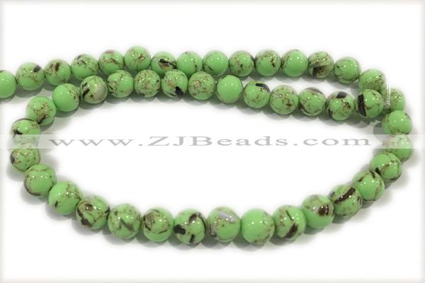 TURQ21 15 inches 4mm round synthetic turquoise with shelled beads